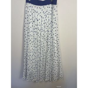 Loyd/Ford Palm Springs Skirt Pleated White Blue‎ Polkadots M Elastic Waist Lined